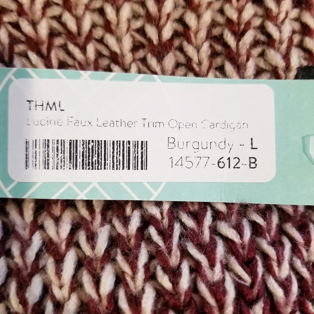Nwt thml burgundy knit open front cardigan_6